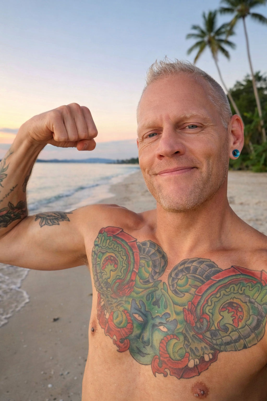 Rick Broider on a tropical shoreline, showing embodied resilience and transformation.